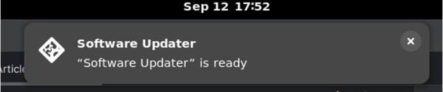 Linux software updater notification example